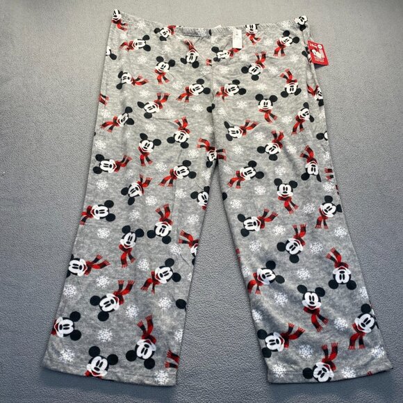 Disney Women's Size 4X Gray Fleece Mickey Mouse Printed Cozy Pajama Pants NWT - Picture 1 of 11